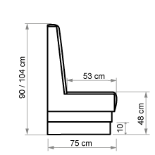 Skizze der Polsterbank Diner