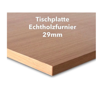 Tischplatte Buche Echtholzfurnier, 29mm stark