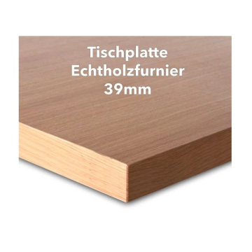 Tischplatte Buche Echtholzfurnier, 39mm stark