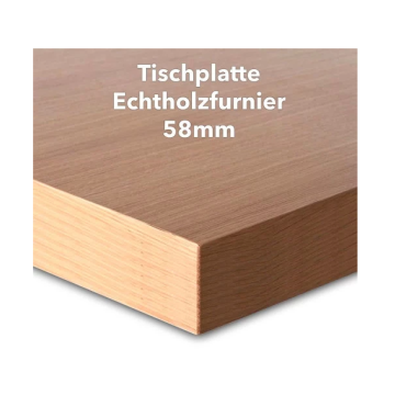 Tischplatte Buche Echtholzfurnier, 58mm stark