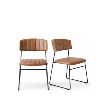 Polsterstuhl "Mundo" mit Metallgestell, stapelbar, Kunstleder cognac