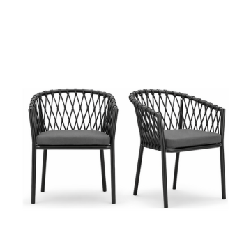Terrassenstuhl "Leone" im Rope- und Seil-Design -  inklusive Sitzkissen in Anthrazit