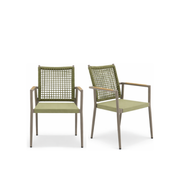 Terrassenstuhl "Verde" greige mit Armlehnen in der Farbe olive, stapelbar