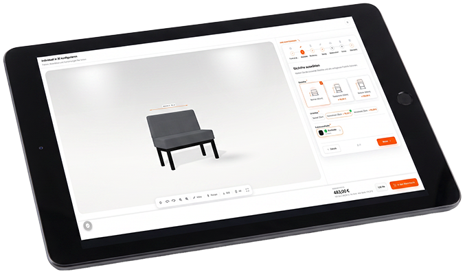 SETRADA 3D-Konfigurator für eine individuell geplante Polsterbank